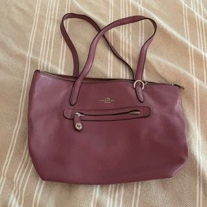 Soft pebbled lavender leather coach bag